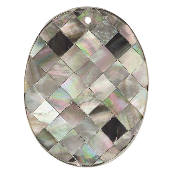 Black lip shell / gold lip shell / mother-of-pearl shell 1pkg1, top-drilled 1sided curved oval focal 45x35mm-45x36mm image number 0