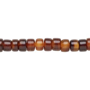 Bead, horn (dyed / waxed), golden, 6x3mm hand-cut rondelle. Sold per 15-1/2" to 16" strand.