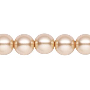 Pearl 2pk champagne, Celestial Crystal® 10mm round 15.5-16 inch