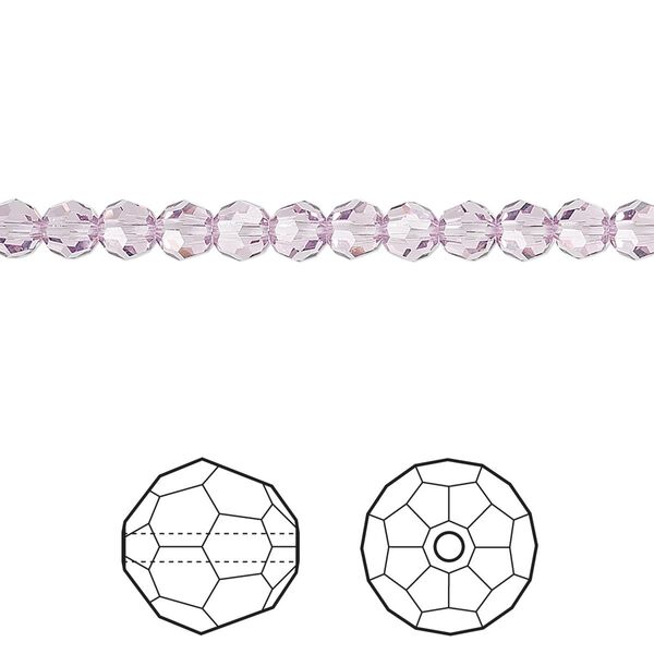 Bead 12pk light amethyst, Crystal Passions® 4mm round 5000 image number 0