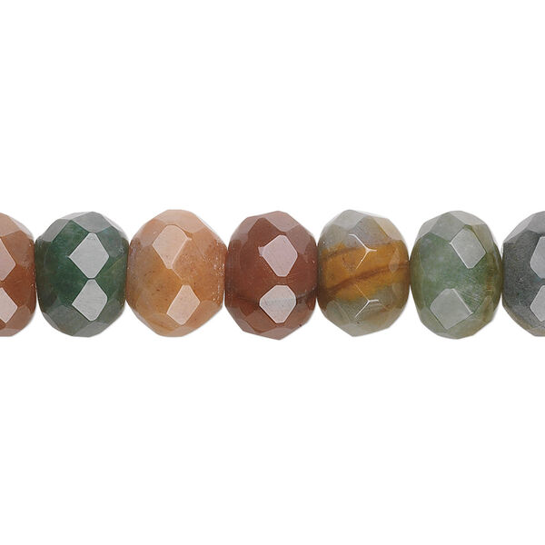Bead, fancy jasper (natural), 10x8mm faceted rondelle, B grade, Mohs hardness 6-1/2 to 7. Sold per 15-1/2" to 16" strand. image number 0