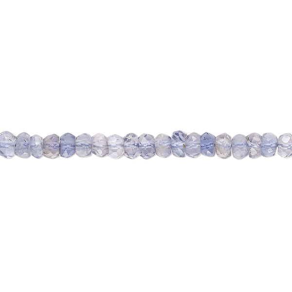 Bead, iolite (natural), light to medium, 4x2mm hand-cut faceted rondelle and 4x2mm faceted saucer, B grade, Mohs hardness 7 to 7-1/2. Sold per 13-inch strand, approximately 170 beads. image number 0