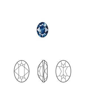 Fancy stone 4pk cool blue foil back, Crystal Passions® Regenerated 8x6mm oval 4120