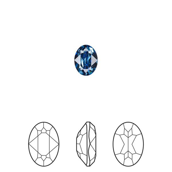 Fancy stone 4pk cool blue foil back, Crystal Passions® Regenerated 8x6mm oval 4120 image number 0