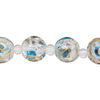 Bead, glass 1pkg8, transparent blue and gold, 12mm round with crackle finish and hand-painted spiral. image number 0