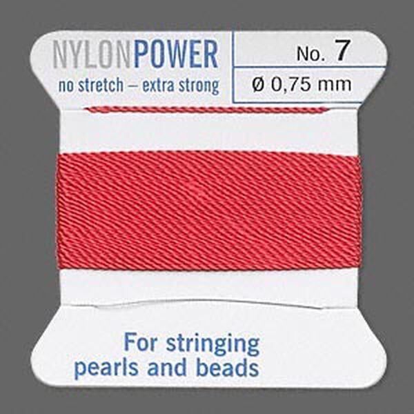 Thread, Griffin, nylon, red, size #7. Sold per 2-meter card (approximately 78 inches). image number 0