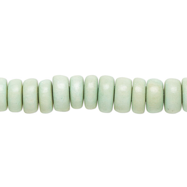 Bead, Taiwanese cheesewood (dyed / waxed), sea foam, 8x4mm rondelle. Sold per pkg of (2) 15-1/2" to 16" strands. image number 0