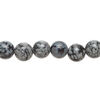 Snowflake obsidian 1pkg1, round bead natural, 15 inch 8mm image number 0