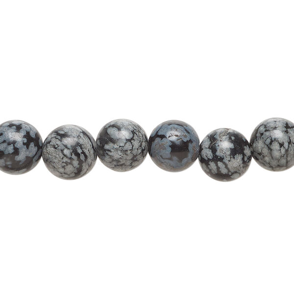 Snowflake obsidian 1pkg1, round bead natural, 15 inch 8mm image number 0