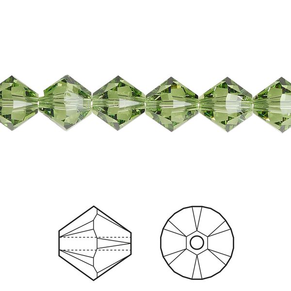 Bead 12pk peridot, Crystal Passions&reg; Regenerated 8mm bicone 5328 image number 0