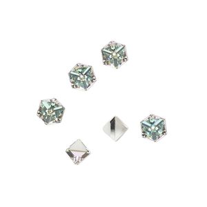 Flat back 6pk crystal vitrail light, Preciosa Czech crystal rhinestone 4mm cube