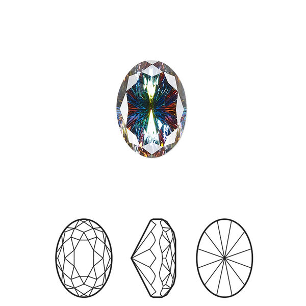 Fancy stone 1pk crystal vitrail medium foil back, Crystal Passions® 14x10mm magical oval 4160 image number 0