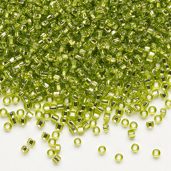 Seed bead, Dyna-Mites™, glass, pkg/1/2kg, #11 round, transparent silver-lined light green, (78:SR 11/0 SR). image number 0