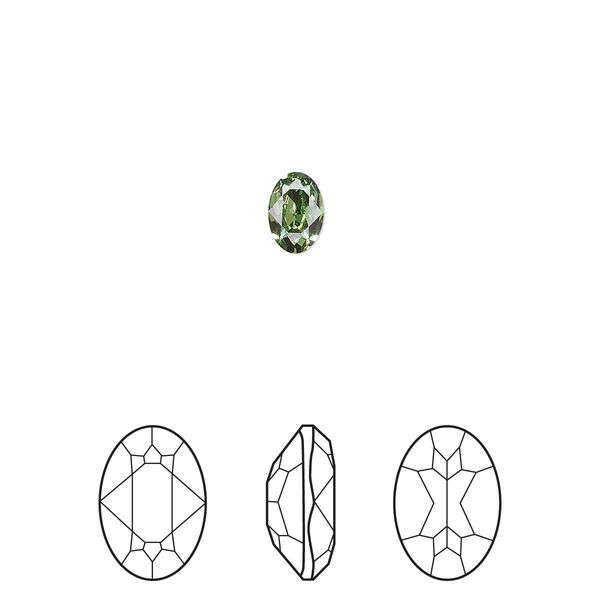 Fancy stone 4pk peridot foil back, Crystal Passions® Regenerated 6x4mm oval 4120 image number 0