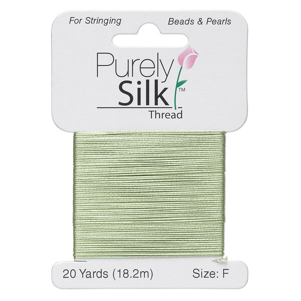 Thread, Purely Silk™, medium green, size F. Sold per 20-yard card. image number 0
