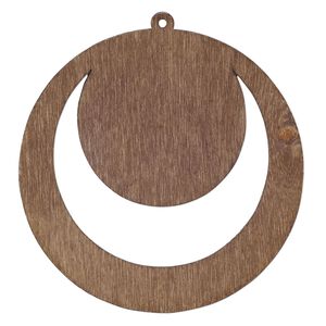 Focal, fiberboard, brown, 2-1/4 inch top-drilled cutout round. Sold per pkg of 6.