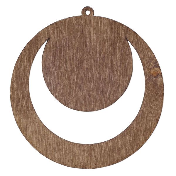 Focal, fiberboard, brown, 2-1/4 inch top-drilled cutout round. Sold per pkg of 6. image number 0