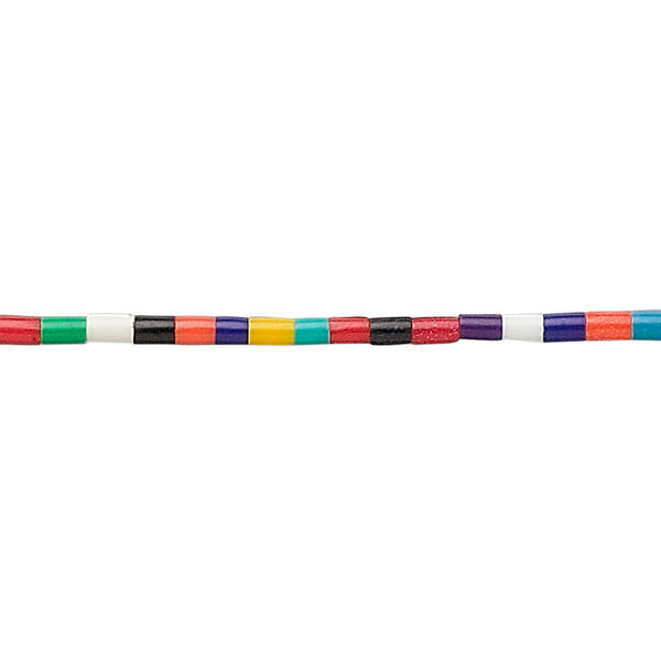 Bead, plastic, multicolored, 2-3mm heishi with 0.6-0.8mm. Sold per 22-inch strand. image number 0
