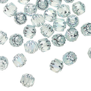 Bead 1pkg60, Czech dipped décor glass, light blue Apollo AB, 6mm round cathedral.
