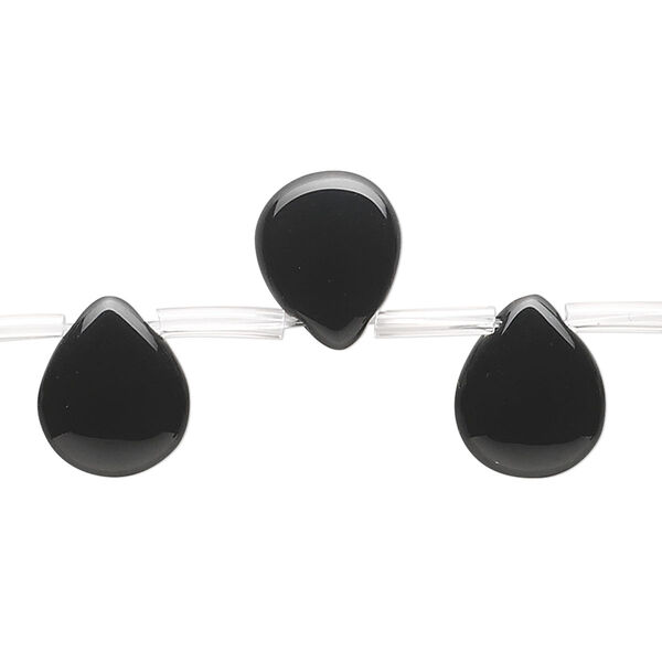 Bead, black onyx (dyed), 12x12mm teardrop, B grade, Mohs hardness 6-1/2 to 7. Sold per pkg of 16. image number 0