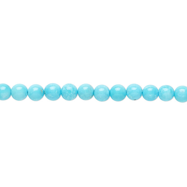 Bead, Sleeping Beauty turquoise (natural), 4mm round, A- grade, Mohs hardness 5 to 6. Sold per 15-1/2" to 16" strand. image number 0