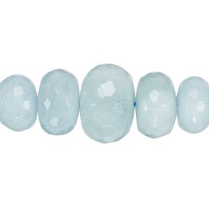 Aquamarine 1pkg1, faceted rondelle bead 18 inch graduated 8x5mm-18x13mm