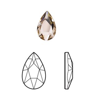 Flat back 24pk vintage rose foil back, Crystal Passions® 14x9mm pear 2303