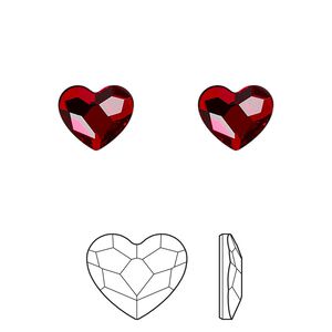 Flat back 144pk light Siam foil back, Swarovski® hotfix 10x8.5mm heart 2808HF