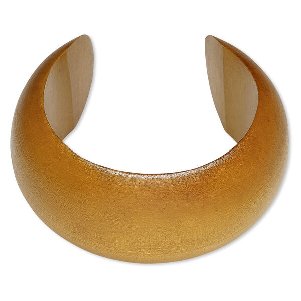Bracelet, cuff, wood (dyed / waxed), light brown, 36mm wide hand-carved rounded band, 7-1/2 inches. Sold individually. image number 0