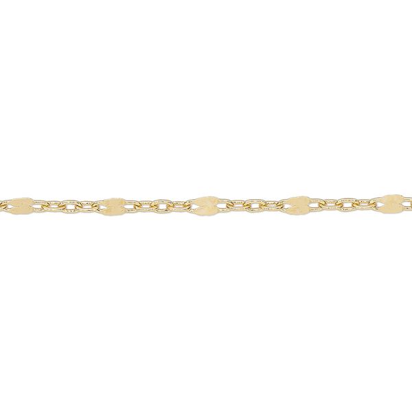 Chain, gold-finished brass, 2.4mm mirror. Sold per pkg of 5 feet. image number 0
