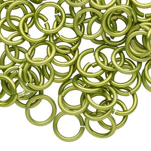 Jump ring, anodized tempered aluminum, light green, 10mm round, 7.2mm inside diameter, 15 gauge. Sold per pkg of 100.