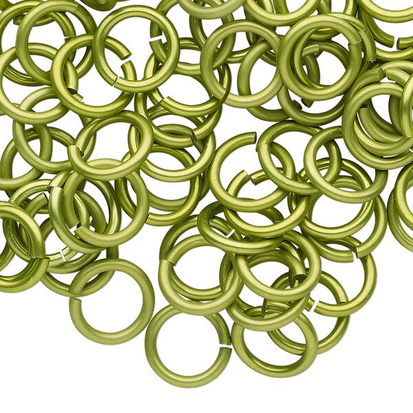 Jump ring, anodized tempered aluminum, light green, 10mm round, 7.2mm inside diameter, 15 gauge. Sold per pkg of 100. image number 0