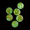Bead, lampworked glass, clear / peridot green / glow-in-the-dark / gold, 10mm round. Sold per pkg of 6. image number 1