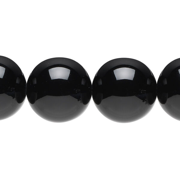 Bead, black onyx (dyed), 16mm round, B grade, Mohs hardness 6-1/2 to 7. Sold per 15-1/2" to 16" strand. image number 0