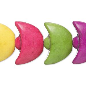 Bead, "howlite" (resin) (imitation), mixed colors, 22x15mm ingot. Sold per 8-inch strand.