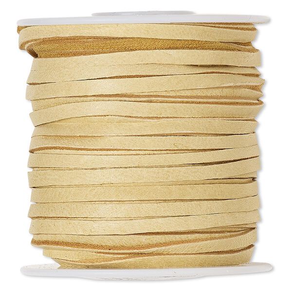 Cord, deerskin leather (natural), 2.5-3mm. Sold per 50-foot spool. image number 0