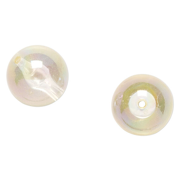 Bead, vintage Lucite&reg;, acrylic, golden AB, 16mm round. Sold per pkg of 2. image number 0