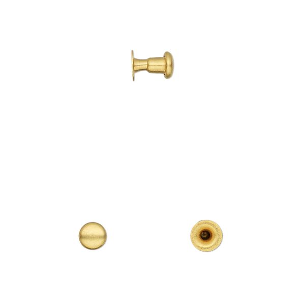 Rivet, TierraCast&reg;, gold-plated brass, 5x4.5mm with 2.4mm shank and 1.5mm inside diameter, fits up to 2.5mm hole. Sold per pkg of (10) 2-piece sets. image number 0