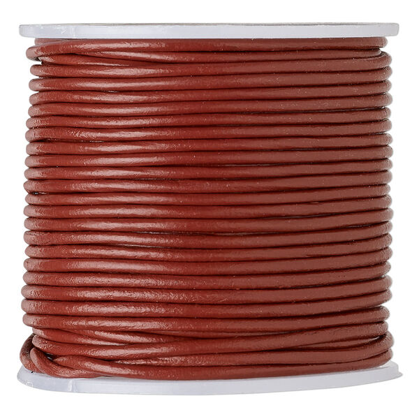 Cord, leather (dyed), rose, 1.4-1.6mm round. Sold per 25-yard spool. image number 0