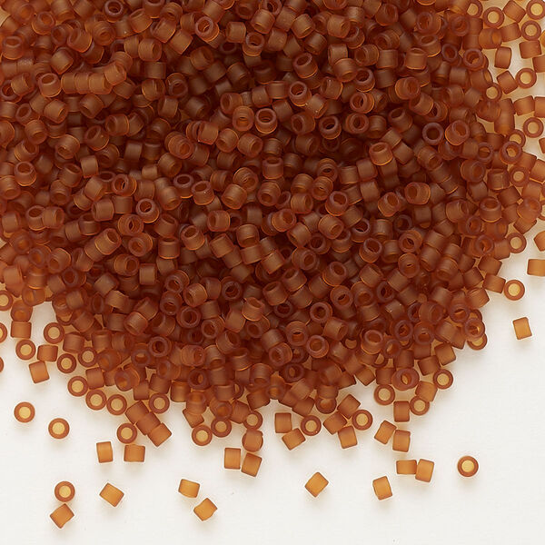 Seed bead, Delica®, glass, pkg/7.5g, #11 round, translucent matte dark topaz (DB-0764). image number 0