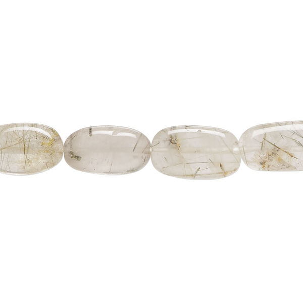 Tourmalinated quartz 1pkg1, hand-cut flat oval bead natural, 14 inch 9x7mm-15x8mm image number 0