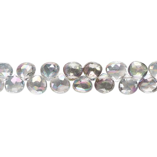 Mystic topaz 1pkg1, hand-cut top-drilled faceted puffed teardrop bead 8 inch 5-6mm image number 0