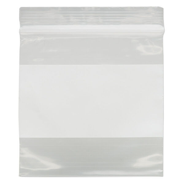 Bag, Tite-Lip™, plastic, clear and white, 3-inch top zip with block. Sold per pkg of 100. image number 1
