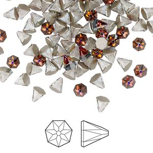 Flat back 24pk crystal volcano foil back, Crystal Passions® 4mm round spike 2019