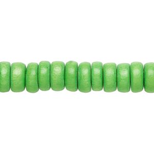 Bead 1pkg1, Taiwanese cheesewood (dyed / waxed), kelly green, 8x4mm rondelle, 15-1/2 to 16 inches.