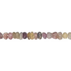 Multi-tourmaline 1pkg1, hand-cut faceted rondelle bead natural 14 inch 4x2mm-5x3mm