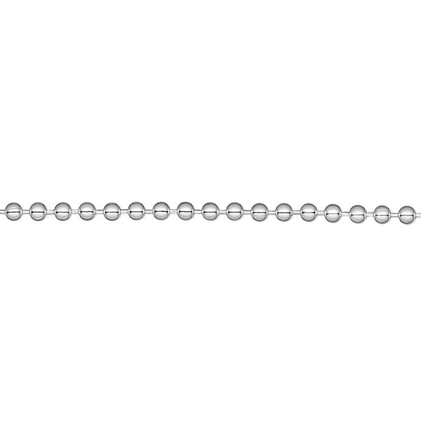 Chain, sterling silver, 2mm ball. Sold per pkg of 5 feet. image number 0