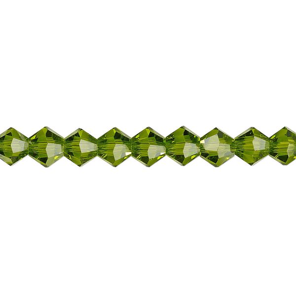 Bead 1pk transparent peridot green, Celestial Crystal® 6mm bicone 15.5-16 inch image number 0