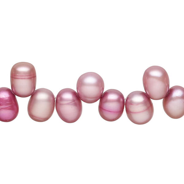 Freshwater pearl 1pkg1, top-drilled rice, 15 inch pale mulberry and beige 7x6-9x8mm cultured image number 0