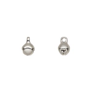 Bell, stainless steel, 6mm round with clapper. Sold per pkg of 10.